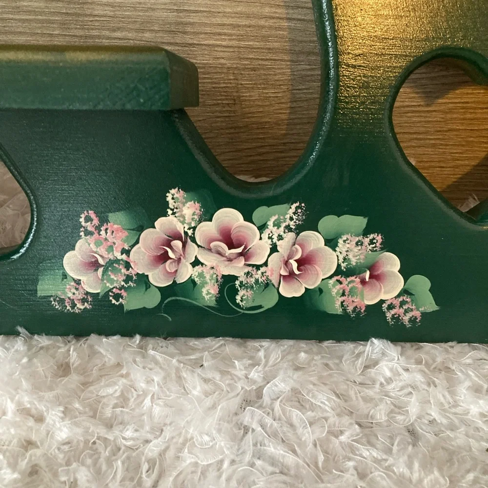 Vintage Tole Painted Wooden Trinket Shelf